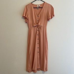 MIMI CHICA Button Down Coral Midi Dress